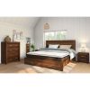 Amesbury 4pc Bed Frame Suite Bedside Tallboy Furniture Package – Walnut – QUEEN