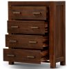 Amesbury 4pc Bed Frame Suite Bedside Tallboy Furniture Package – Walnut – QUEEN