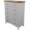 Brownwood Tallboy 5 Chest of Drawers Solid Rubber Wood Bed Storage Cabinet – White