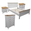 Lobelia 4pc Bed Suite Bedside Tallboy Bedroom Furniture Package – White – DOUBLE