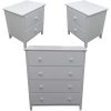 Mimili Bedside Tallboy 3pc Bedroom Set Drawers Nightstand Storage Cabinet -WHT