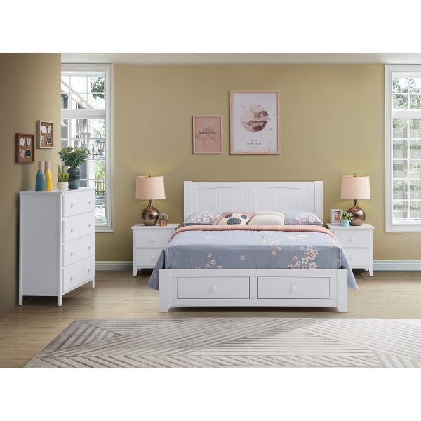 Mimili Bedside Tallboy 3pc Bedroom Set Drawers Nightstand Storage Cabinet -WHT