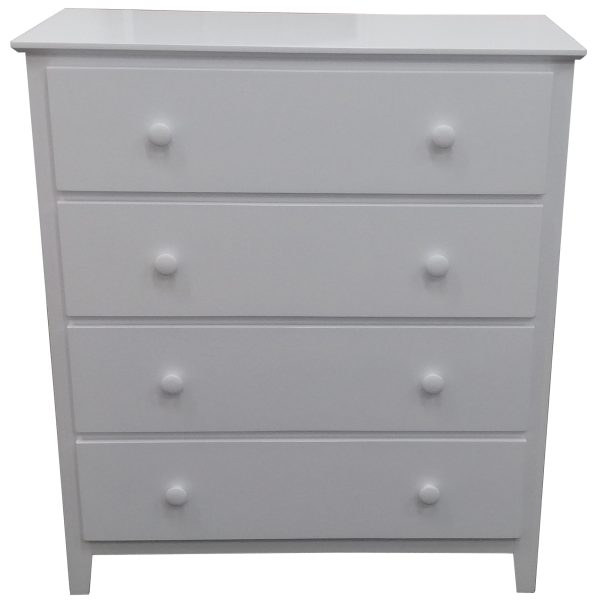 Mimili Tallboy 4 Chest of Drawers Solid Rubber Wood Bed Storage Cabinet -White