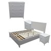 Addison 4pc Suite Bedside Tallboy Bedroom Set Furniture Package -WHT – DOUBLE