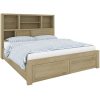 Gracelyn Queen Bed Frame Solid Wood Mattress Base With Storage Drawers – Smoke