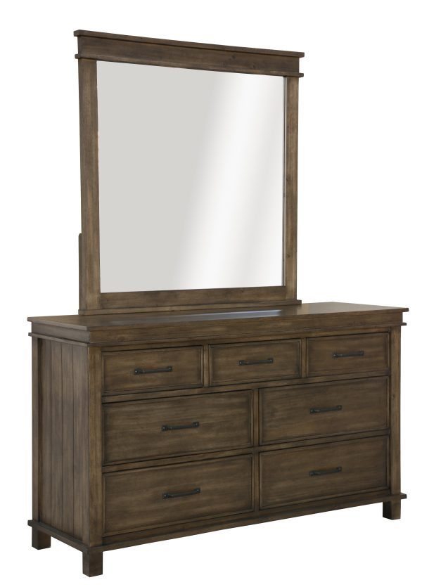 Dresser Mirror 7 Chest of Drawers Tallboy Storage Cabinet – Rustic Grey