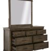 Dresser Mirror 7 Chest of Drawers Tallboy Storage Cabinet – Rustic Grey