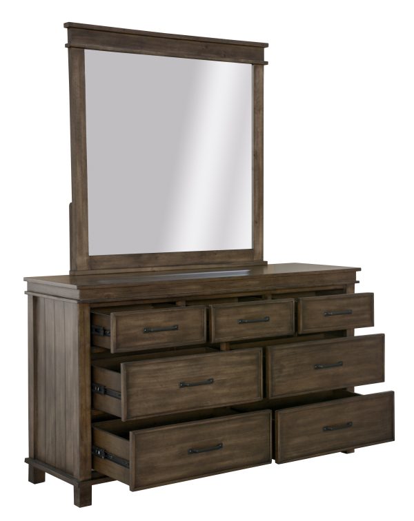 Dresser Mirror 7 Chest of Drawers Tallboy Storage Cabinet – Rustic Grey