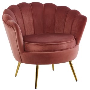 Bloomer Velvet Fabric Accent Sofa Love Chair – Rose Pink, 1 x Sofa Chair