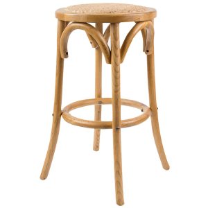 Aster Round Bar Stools Dining Stool Chair Solid Birch Timber Rattan Seat