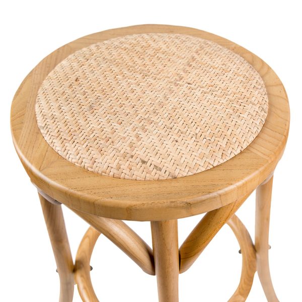 Aster Round Bar Stools Dining Stool Chair Solid Birch Timber Rattan Seat