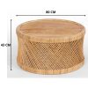 Freesia 80cm Round Coffee Table Mango Wood Top Rattan Frame – Natural