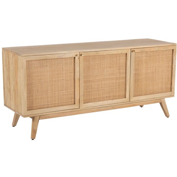 Olearia  Buffet Table Door Solid Mango Wood Storage Cabinet Natural – 150x45x70 cm