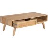 Olearia  Coffee Table Solid Mango Timber Wood Rattan Furniture Natural – 120x60x40 cm