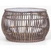 Sage 70cm Glass Topped Rattan Round Coffee Table – Natural