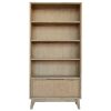 Grevillea Bookshelf Bookcase 4 Tier Drawers Solid Acacia Timber Wood – Brown