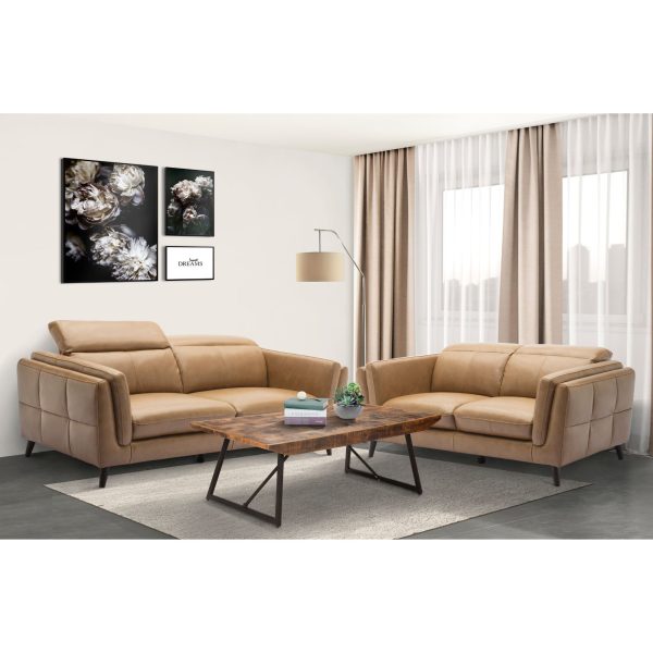 Platteville 2 Seater Sofa Genuine Leather Upholstered Coach Lounge