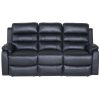 Antonio 3pc 5 Seater Leather Electric Recliner Home Theatre Sofa Lounge Set – Black