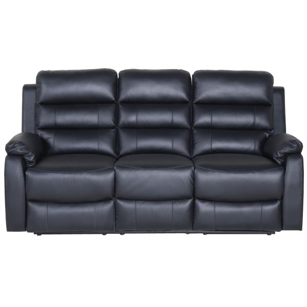 Antonio 3pc 5 Seater Leather Electric Recliner Home Theatre Sofa Lounge Set – Black