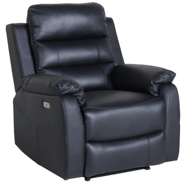 Antonio 3pc 5 Seater Leather Electric Recliner Home Theatre Sofa Lounge Set – Black