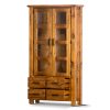 Teasel Display Unit Glass Door Bookcase Solid Pine Timber Wood – Rustic Oak