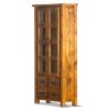 Teasel Display Unit Glass Door Bookcase Solid Pine Timber Wood – Rustic Oak