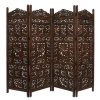 Penrith 4 Panel Room Divider Screen Privacy Shoji Timber Wood Stand – Burnt