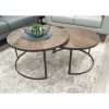 Nolana  2pc Mango Wood and Metal Round Nesting 80cm Coffee Table Set – Natural