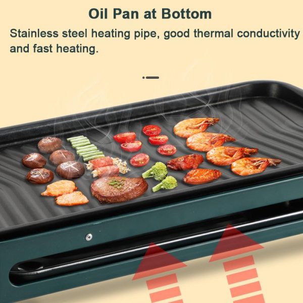 1500W Portable Household Smokeless Electric Pan Grill BBQ Non-Stick Electric Griddle Barbecue