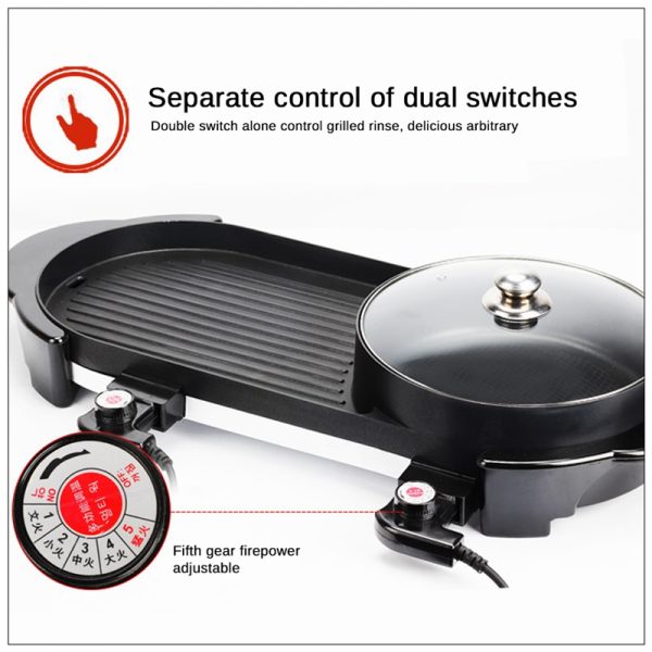 2 in 1 BBQ Barbecue Electronic Pan Grill Teppanyaki Hot Pot Hotpot Steamboat