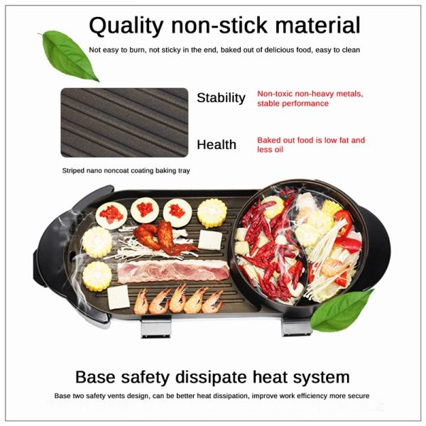 2 in 1 BBQ Barbecue Electronic Pan Grill Teppanyaki Hot Pot Hotpot Steamboat