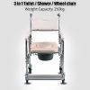 3-in-1 Mobile Rolling Chair Wheelchair Commode Bedside Toilet Chair Shower Chair