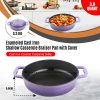 Enameled Cast Iron Cookware Casserole Braiser Pan, Round CastIron Skillet lid for Oven – Purple