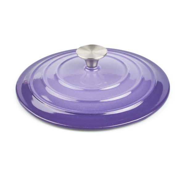 Enameled Cast Iron Cookware Casserole Braiser Pan, Round CastIron Skillet lid for Oven – Purple