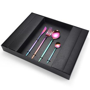 16-Piece Stainless Steel Rainbow Color Set, Knife Fork Spoon Flatware Set Cutlery Set