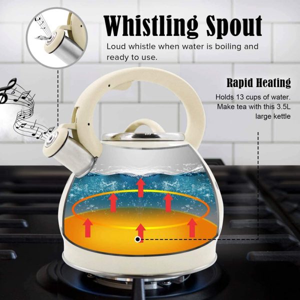 3.5 Liter Tea Whistling Kettle Stainless Steel Modern Whistling Tea Pot for Stovetop