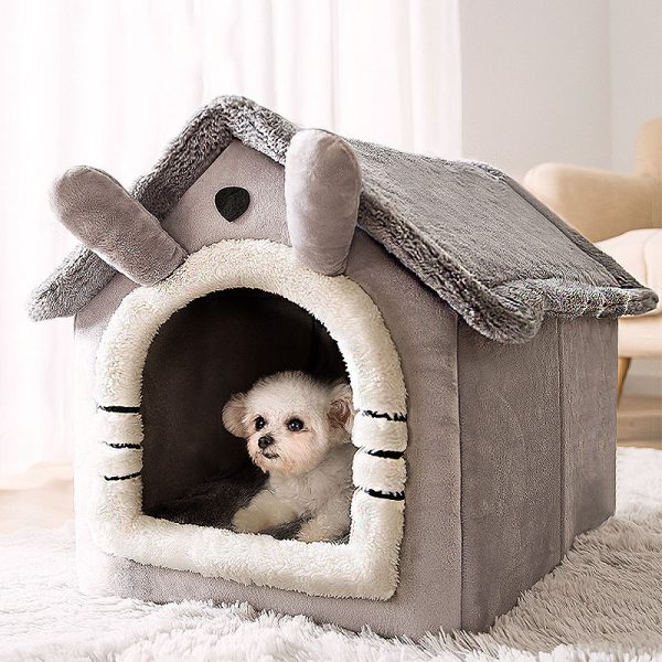 Dog House Bed Portable Cat Bed Removable Cushion Cat Cave, Foldable  Pets Puppy Kitten Rabbit – Medium