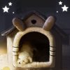 Dog House Bed Portable Cat Bed Removable Cushion Cat Cave, Foldable  Pets Puppy Kitten Rabbit – Medium