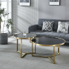 Designer Giselle Black Glass & Brushed Gold Coffee Table Set