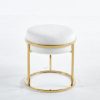 Soho White Velvet & Gold Ottoman Footstool