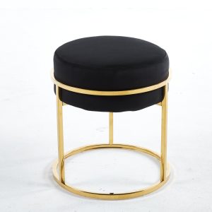 Soho Black Velvet & Gold Ottoman Footstool