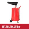 80L Mobile Waste Oil Drainer Telescopic Workshop Fluid Collection Tank