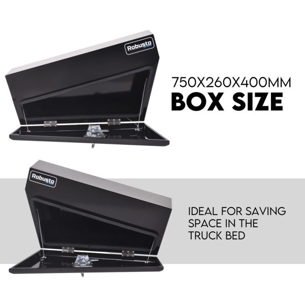 Under Tray Tool Box Underbody Pair Set 750mm Black Steel