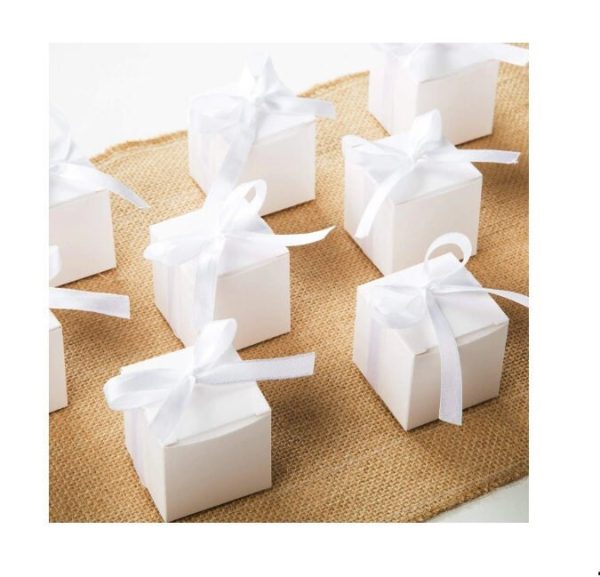 10 Pack of White 5cm Square Cube Card Gift Box – Folding Packaging Small rectangle/square Boxes for Wedding Jewelry Gift Party Favor Model Candy Choco – 5x5x8 cm