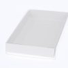 10 Pack of White Card Box – Clear Slide On Lid – Large Beauty Product Gift Giving Hamper Tray Merch Fashion Cake Sweets Xmas – 17x25x5 cm