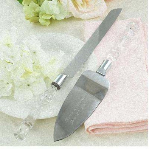 Cutting Cake Knife and Silver Blade Cake Server Set Wedding Anniversary Engagement Birthday Party Gift Boxed