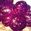 1 Set of 20 LED Cassis Purple 5cm Rattan Cane Ball Battery Powered String Lights Christmas Gift Home Wedding Party Bedroom Decoration Table Centrepiec