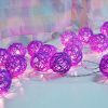 1 Set of 20 LED Cassis Purple 5cm Rattan Cane Ball Battery Powered String Lights Christmas Gift Home Wedding Party Bedroom Decoration Table Centrepiec