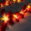 1 Set of 20 LED Deep Red Frangipani Flower Battery String Lights Christmas Gift Home Wedding Party Decoration Outdoor Table Garland Wreath