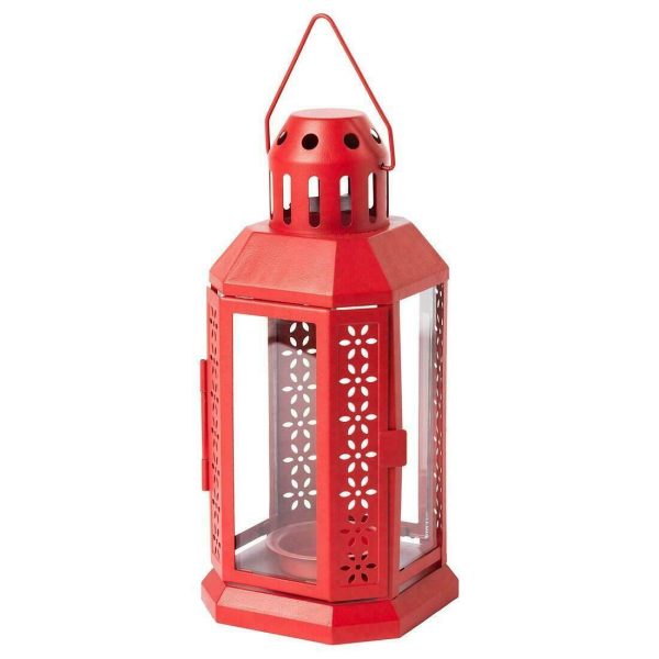 Red Metal Miners Lantern Summer Xmas Wedding Home Party Room Balconey Deck Decoration 21cm Tealight Candle